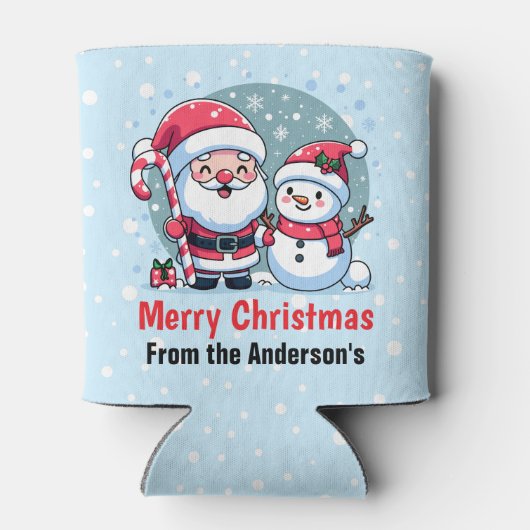 Schattigee Kerstman en Sneeuwman Kerst Custom Blikjeskoeler (Achterkant)