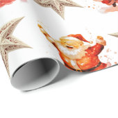 Schattigee kerstman en sterren cadeaupapier (Rol Hoek)