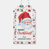 Schattigee Kerstman & Feestelijk Patroon Vrolijk K Cadeaulabel (Voorkant)