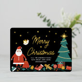 Schattigee Kerstman Folie Vakantie Groeten Kaart (Staand Voorkant)