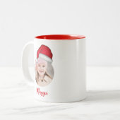 Schattigee Kerstman foto gepersonaliseerd Tweekleurige Koffiemok (Voorkant links)