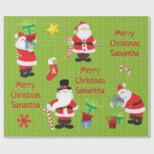 Schattigee Kerstman gepersonaliseerde vrolijke ker Cadeaupapier (Vlak)