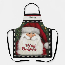 Schattigee kerstman gepersonaliseerde vrolijke ker schort