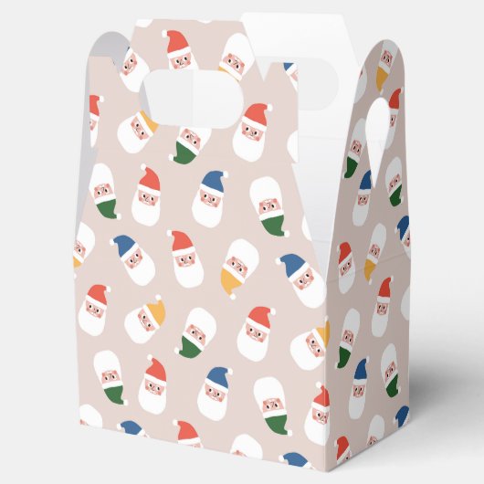 Schattigee kerstman gezichten kerstpatroon bedankdoosjes (Geopend)