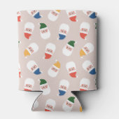 Schattigee kerstman gezichten kerstpatroon blikjeskoeler (Achterkant)