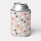 Schattigee kerstman gezichten kerstpatroon blikjeskoeler (Blikje Achterkant)