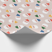 Schattigee kerstman gezichten kerstpatroon cadeaupapier (Hoek)