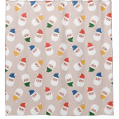 Schattigee kerstman gezichten kerstpatroon douchegordijn (Voorkant)