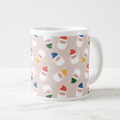 Schattigee kerstman gezichten kerstpatroon grote koffiekop (Voorkant rechts)