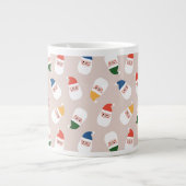 Schattigee kerstman gezichten kerstpatroon grote koffiekop (Voorkant)