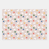 Schattigee kerstman gezichten kerstpatroon inpakpapier vel (Voorkant 3)