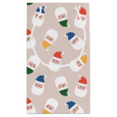 Schattigee kerstman gezichten kerstpatroon klein cadeauzakje (Achterkant)