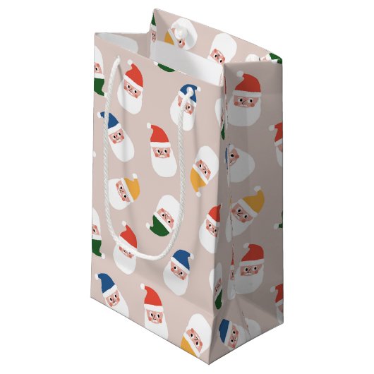 Schattigee kerstman gezichten kerstpatroon klein cadeauzakje (Voorkant Gekanteld)