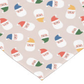 Schattigee kerstman gezichten kerstpatroon korte tafelloper (Hoek)