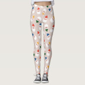 Schattigee kerstman gezichten kerstpatroon leggings (Voorkant)