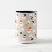 Schattigee kerstman gezichten kerstpatroon mok (Midden)