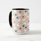 Schattigee kerstman gezichten kerstpatroon mok (Voorkant links)