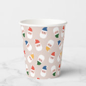 Schattigee kerstman gezichten kerstpatroon papieren bekers (Achterkant)