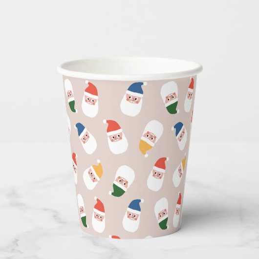 Schattigee kerstman gezichten kerstpatroon papieren bekers (Achterkant)
