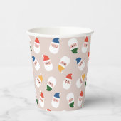 Schattigee kerstman gezichten kerstpatroon papieren bekers (Links)