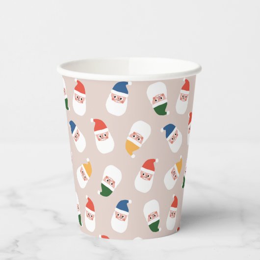 Schattigee kerstman gezichten kerstpatroon papieren bekers (Links)