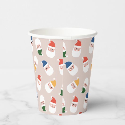 Schattigee kerstman gezichten kerstpatroon papieren bekers (Rechts)