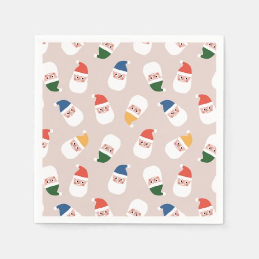 Schattigee kerstman gezichten kerstpatroon servet (Voorkant)