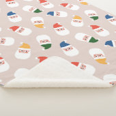 Schattigee kerstman gezichten kerstpatroon sherpa deken (3/4)