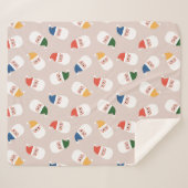 Schattigee kerstman gezichten kerstpatroon sherpa deken (Voorkant (horizontaal))