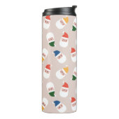 Schattigee kerstman gezichten kerstpatroon thermosbeker (Gedraaid links)