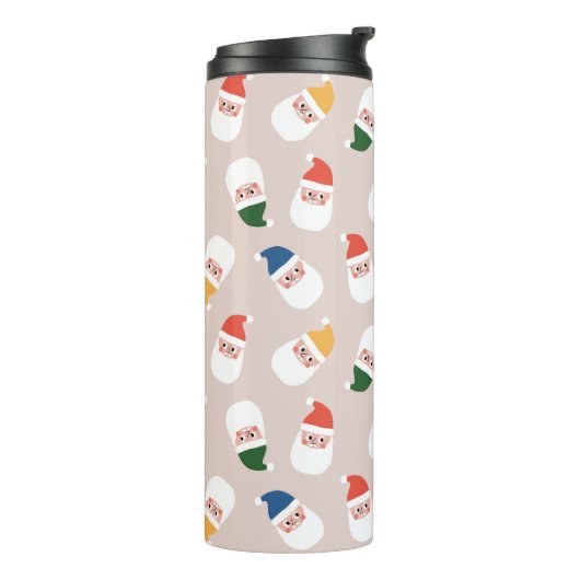 Schattigee kerstman gezichten kerstpatroon thermosbeker (Gedraaid links)