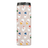 Schattigee kerstman gezichten kerstpatroon thermosbeker (Achterkant)