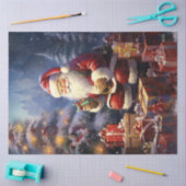 Schattigee Kerstman glimlacht met kerstcadeautjes Tissuepapier (Craft)