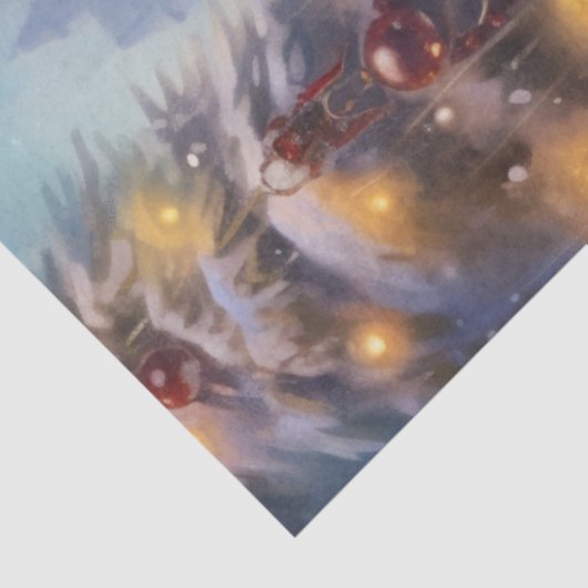 Schattigee Kerstman glimlacht met kerstcadeautjes Tissuepapier (Detail)