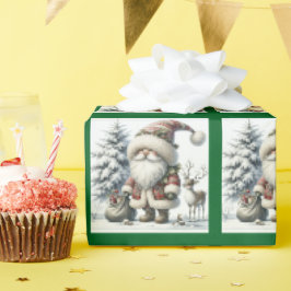 Schattigee Kerstman Gnome Cadeaupapier