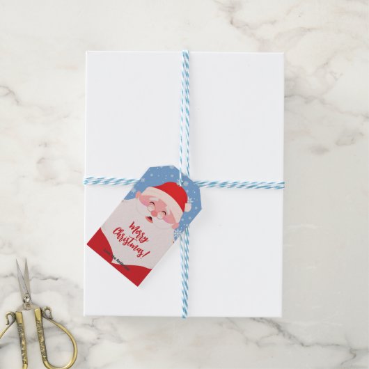 Schattigee Kerstman Graphic Christmas Cadeaulabel (Met Touw)