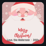Schattigee Kerstman Graphic Christmas Vierkante Sticker<br><div class="desc">Schattigee Santa graphic vakantie sticker. Zeg "Vrolijk kerstfeest" met deze super schattige vakantie sticker. De Kerstman voor een sneeuwvlok achtergrond die een "Vrolijk Kerstfeest" wenst. Volledig aanpasbaar. Contact voor hulp bij personalisatie of maatwerk aan uw wensen. vrolijk kerstfeest!</div>