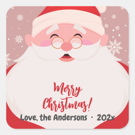 Schattigee Kerstman Graphic Christmas Vierkante Sticker (Voorkant)