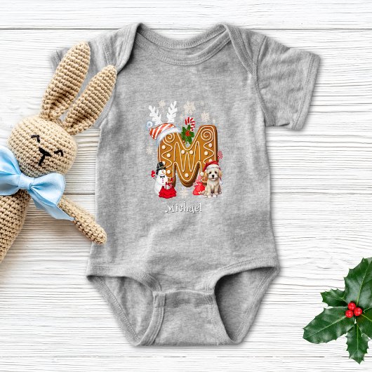 Schattigee Kerstman Hoed Gingerbread Alphabet M Romper