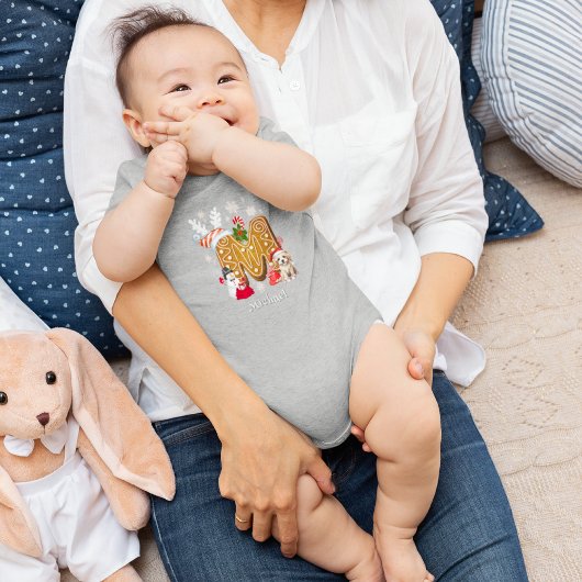 Schattigee Kerstman Hoed Gingerbread Alphabet M Romper