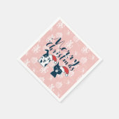 Schattigee Kerstman Hond & Kat Illustratie Kerstmi Servetten (Hoek)