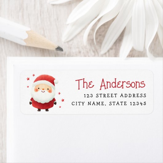 Schattigee Kerstman illustratie Kerstretouradres Etiket (Insitu)