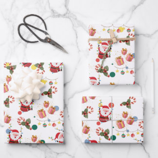Schattigee kerstman inpakpapier vel