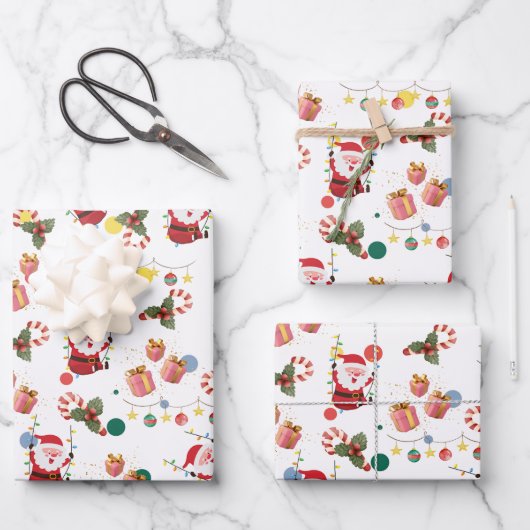 Schattigee kerstman inpakpapier vel (Voorkant)