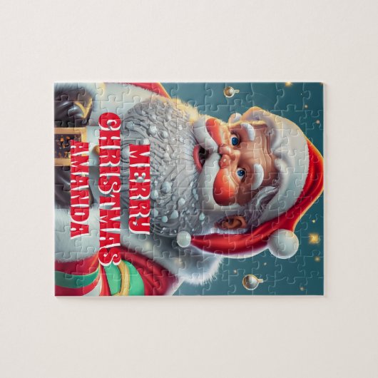 Schattigee Kerstman Kerst Gepersonaliseerde Kinder Legpuzzel (Horizontaal)