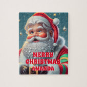 Schattigee Kerstman Kerst Gepersonaliseerde Kinder Legpuzzel (Verticaal)
