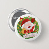 Schattigee Kerstman Kerstkrans Button (Voorkant /achterkant)