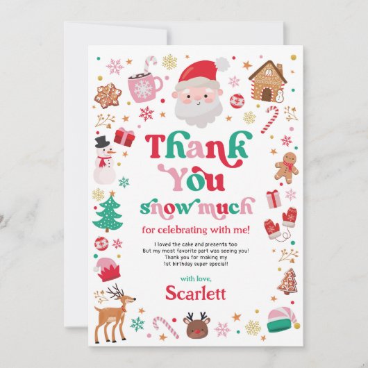 Schattigee Kerstman Kids Verjaardag Dank u kaart (Voorkant)