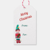 Schattigee kerstman kijkt Kerstmis Cadeaulabel (Achterkant)