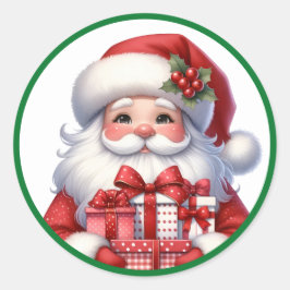 Schattigee Kerstman met cadeaus Ronde Sticker